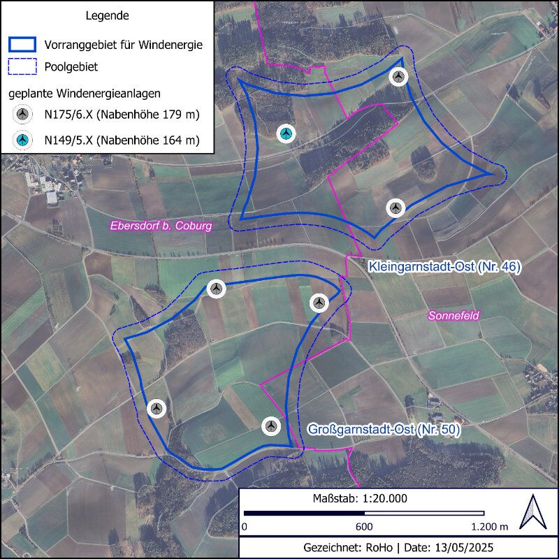 Landkarte mit Potential- und Planungsfläche