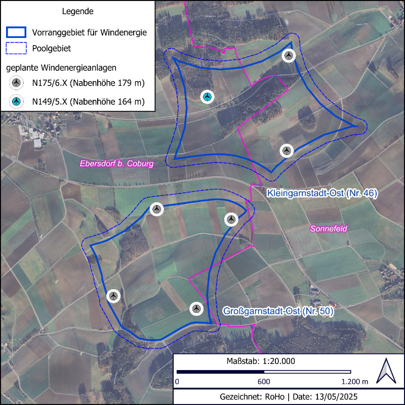 Landkarte mit Potential- und Planungsfläche
